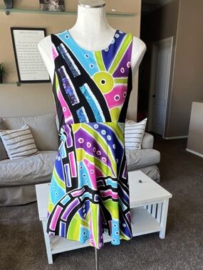 Rock N Karma Multicolor Sequin Sleeveless Fit & Flare Dress Cut-Out Back Size S
